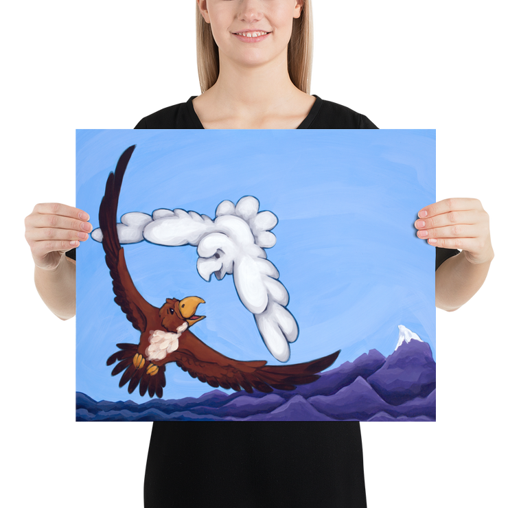 Little Wing meets Ellie the Eagle - Printed Paper Poster - Buzzardtown Books