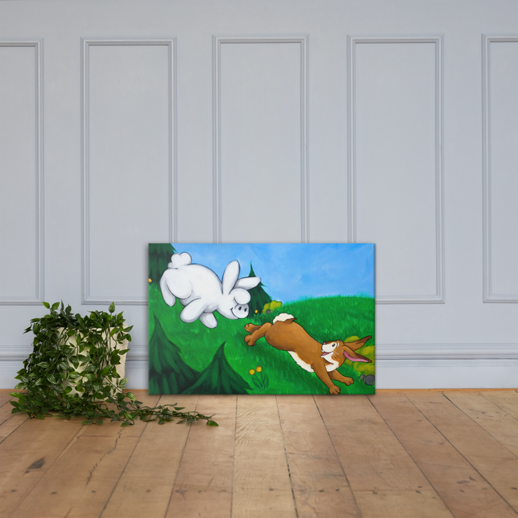 Little Wing meets Ronald the Rabbit - Printed Wrapped Canvas - Buzzardtown Books