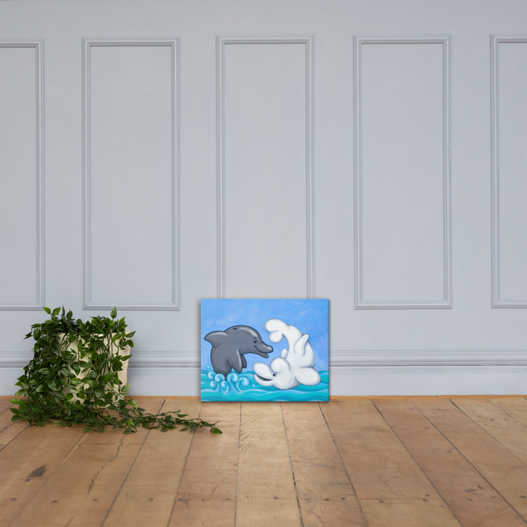 Little Wing meets Dani the Dolphin - Wrapped Print Canvas - Buzzardtown Books
