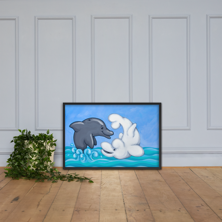 ﻿Little Wing meets Dani the Dolphin - Framed Paper Poster - Buzzardtown Books